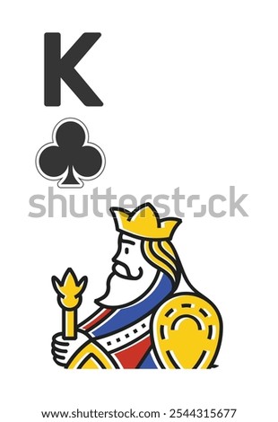 Club King (K) Card for poker, casino game and for blackjack for Deck