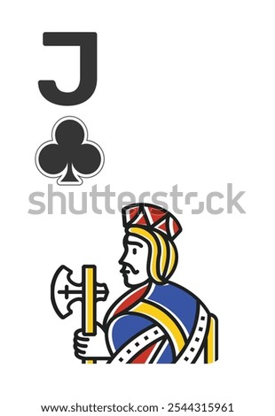 Club Jack (J) Card for poker, casino game and for blackjack for Deck