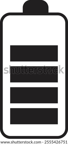 Battery signal symbol black, battery infographic icon charged. png Vector Smartphone Low Battery, isolated on transparent background, Silhouette vector template design, for website design, mobile.