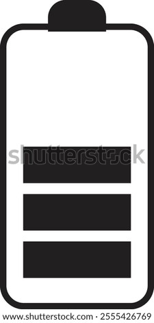 Battery signal symbol black, battery infographic icon charged. png Vector Smartphone Low Battery, isolated on transparent background, Silhouette vector template design, for website design, mobile.