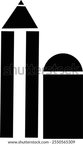 pencil eraser icon black sign and vector