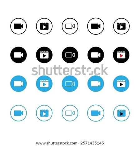 video camera icon for streaming , facetime icons video call symbol, Video player icon set