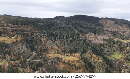 Similar – Image, Stock Photo Winding road on hilly terrain