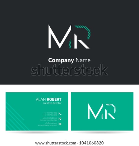 M & R joint logo stroke letter design with business card template Imagine de stoc © 