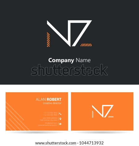 N & Z joint logo stroke letter design with business card template  Stock fotó © 