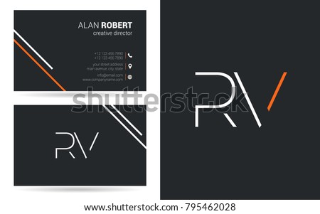 R & V joint logo stroke letter design with business card template Stock fotó © 