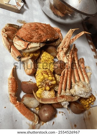 Similar – Image, Stock Photo Food Platter With Truffle Cheese, Duck Breast, Brie Cheese, Pecan Nuts, Pomegranate Seeds, Grapes, Almonds, Honey, Olives and Crackers