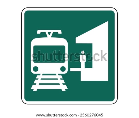 Light Rail Transit Station Ahead Sign Vector Indicating Upcoming Station, Perfect for Traffic Management and Public Transportation, High-Quality Vector Stock Image