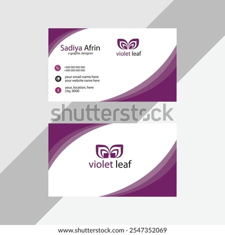 Elegant Violet and White Business Card Design for Adobe Stock.