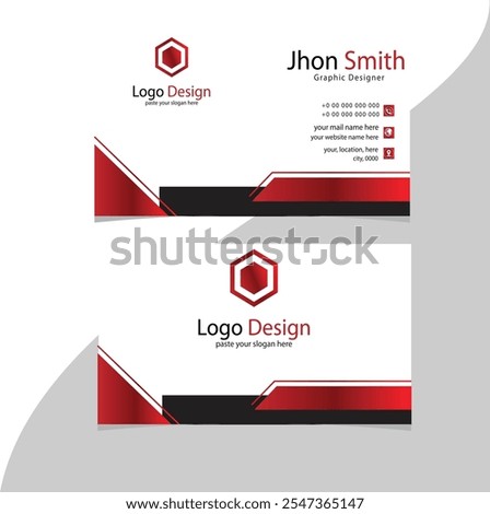 Bold Red and Black Business Card Design – Professional Template for Adobe Stock