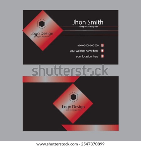 Bold Red and Black Business Card Design – Professional Template for Adobe Stock