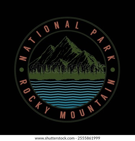 Rocky Mountain National Park typography graphic vector for the T-shirt.  