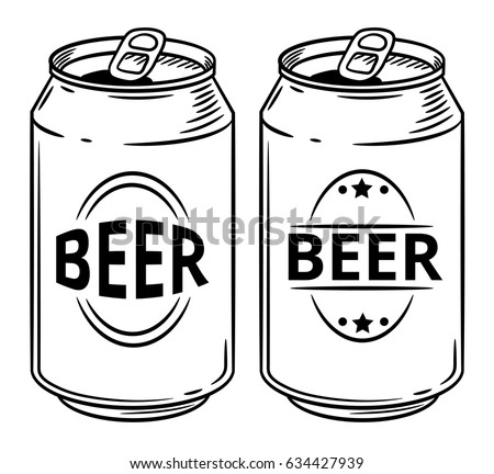 Vector illustration beer can isolated on white background. Hand drawn style sketch. For restaurant or cafe drink menu.