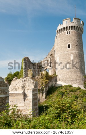 Ruins of the famous castle of Robert the Devil in Normandy, France