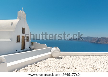 Small traditional Greek Orthodox church in Oia, Santorini