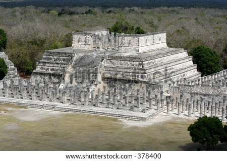ancient temple of 1000 warriors in Chichen Itza, Yucatan, Mexico