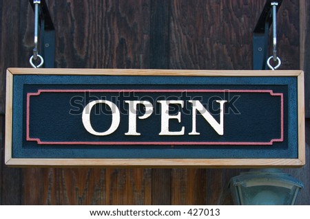 Open sign, close up
