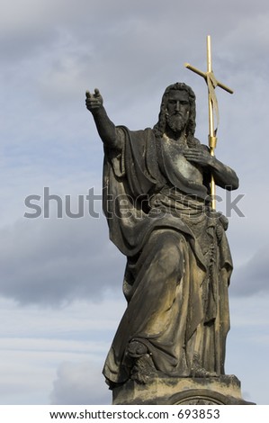 Jesus statue at Prague on Charles bridge