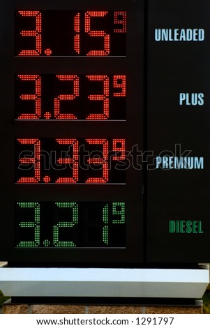 Gas station display with high prices