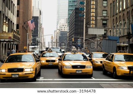 Taxi row on Park Avenue in New York City