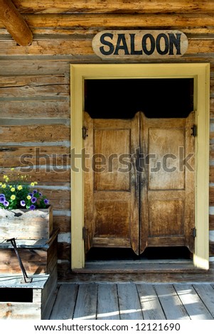 Authentic saloon doors of old western building in Montana ghost town