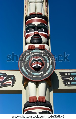 Native american totem pole in reservation