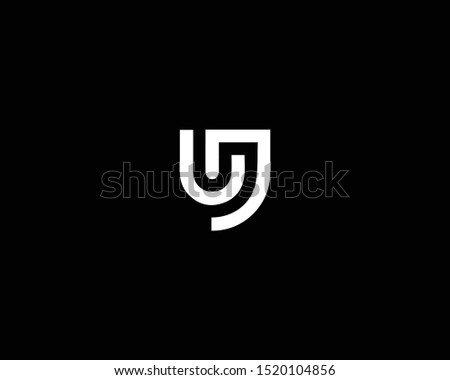 Professional and Minimalist Letter UJ JU UN Logo Design, Editable in Vector Format in Black and White Color