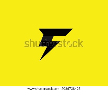 Minimal Letter F with Lightning Bolt Icon  F Lightning Bolt Logo Stock fotó © 