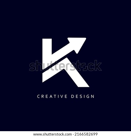 K Arrow Logo Design, Creative Professional Trendy Letter K Logo Design in Black and White Color Stock fotó © 