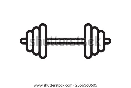 Barbell icon. Black Barbell icon on white background. Vector illustration