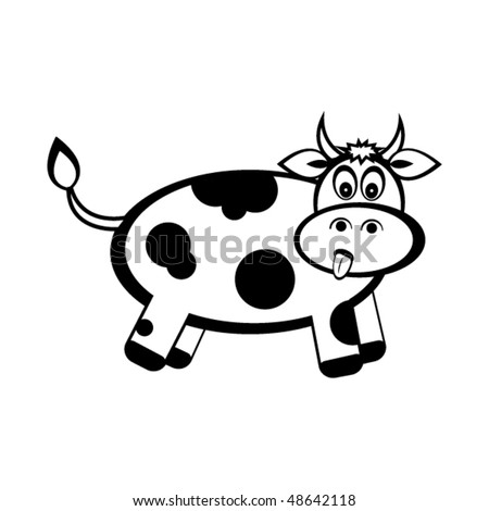 Little Black And White Cow. Vector. - 48642118 : Shutterstock