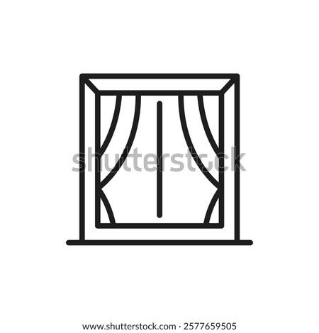 This chic outline design of a stylish window with elegant curtains embodies renovation and construction, showcasing the creativity and innovation essential in the evolving building industry