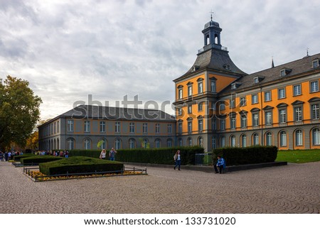BONN, GERMANY - OCTOBER 21: University main building on October 21, 2012 in Bonn, Germany. Bonn is former capital of Germany with population of 330,000.