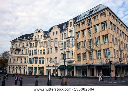 BONN, GERMANY - OCTOBER 21: Houses in city center on October 21, 2012 in Bonn, Germany. Bonn is former capital of Germany with population of 330,000.