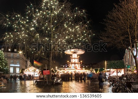 BONN, GERMANY - DECEMBER 4: Christmas market on December 4, 2012 in Bonn, Germany. There are 170 stalls at this market.