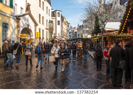 BONN, GERMANY - DECEMBER 8: Christmas market on December 8, 2012 in Bonn, Germany. There are 170 stalls at this market.