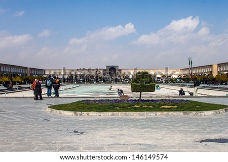 ISFAHAN, IRAN - MARCH 7: People at Imam square on March 7, 2013 in Isfahan, Iran. Square is 160 meters wide and 508 meters long.