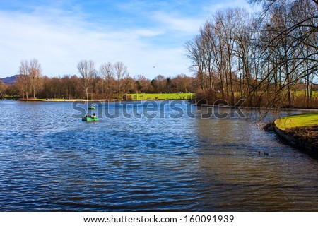BONN - APRIL 14: People enjoy a sunny day in Rheinaue park in Bonn, Germany on April 14, 2013. Bonn is former capital of Germany with population of 330,000.