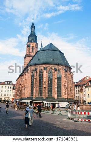 HEIDELBERG - AUGUST 4: Church of the Holy Spirit in Heidelberg, Germany on August 4, 2013. The Church of the Holy Spirit is first mentioned in 1239.