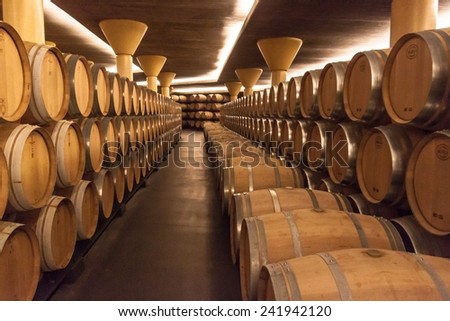 BRIONES, SPAIN - NOVEMBER 12: Interior of the Vivanco winery museum on November 12, 2014 in Briones, La Rioja, Spain.  It was inaugurated in 2004 by the king of Spain Juan Carlos I.