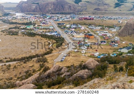 Aerial view of El Chalten village, Argentina