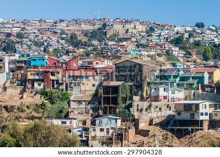 Colorful houses on hills of Valparaiso, Chile