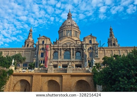 BARCELONA, SPAIN - AUGUST 15: National Art Museum of Catalonia in Barcelona on August 15, 2010. Museum was created as the merger of the collections of Modern Art and the Museum of Art of Catalonia.