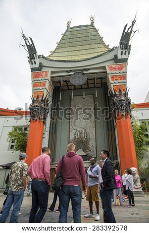 LOS ANGELES, CALIFORNIA - MAY 22, 2015: With a new name, the TCL Chinese Theatre is still one of the most iconic landmarks of the Entertainment Capital of the World. Thousands of tourists visit it.