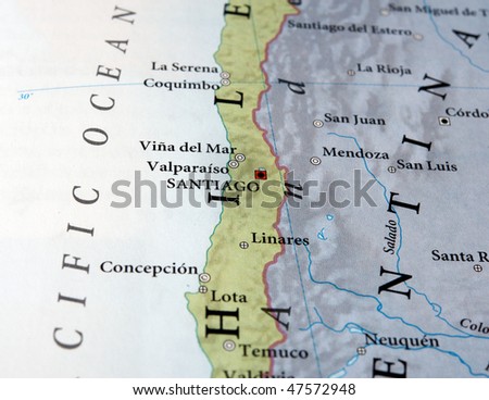 Santiago and Concepcion Chile on map
