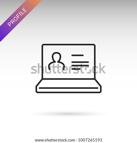 Thin line user account, profile info icon on white background. Modern flat vector isolated icon.