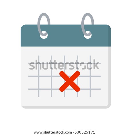 Calendar flat vector icon. Appointment cancellation.