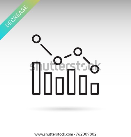 Decreasing graph thin line isolated vector simple icon