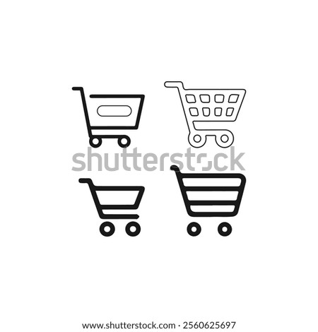 Shopping cart icons set. Shopping basket icon collection line art on white background.