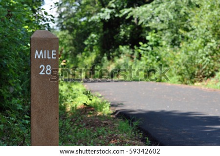 Mile marker on bike path